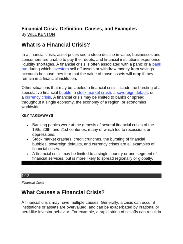 Lecture 7 Financial Crisis | PDF | Financial Crises | Collateralized ...