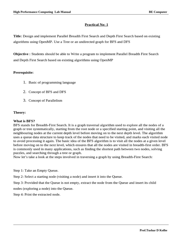 Parallel BFS and DFS with OpenMP | PDF | Parallel Computing | Matrix ...