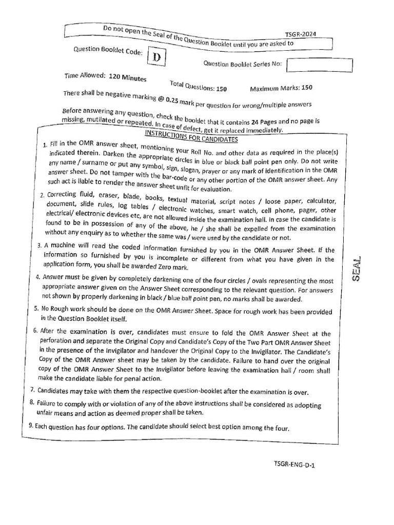 OSSC Junior Steno 2024 Prelims Question Paper | PDF