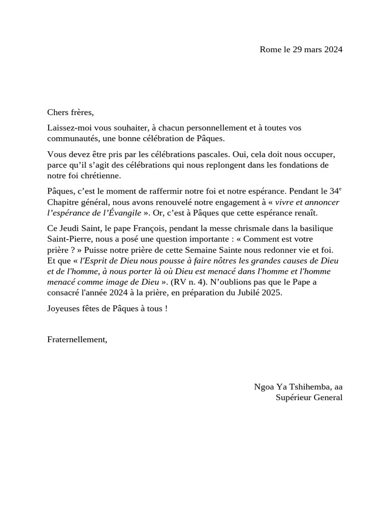 Ngoa Message Pâques 2024 | PDF