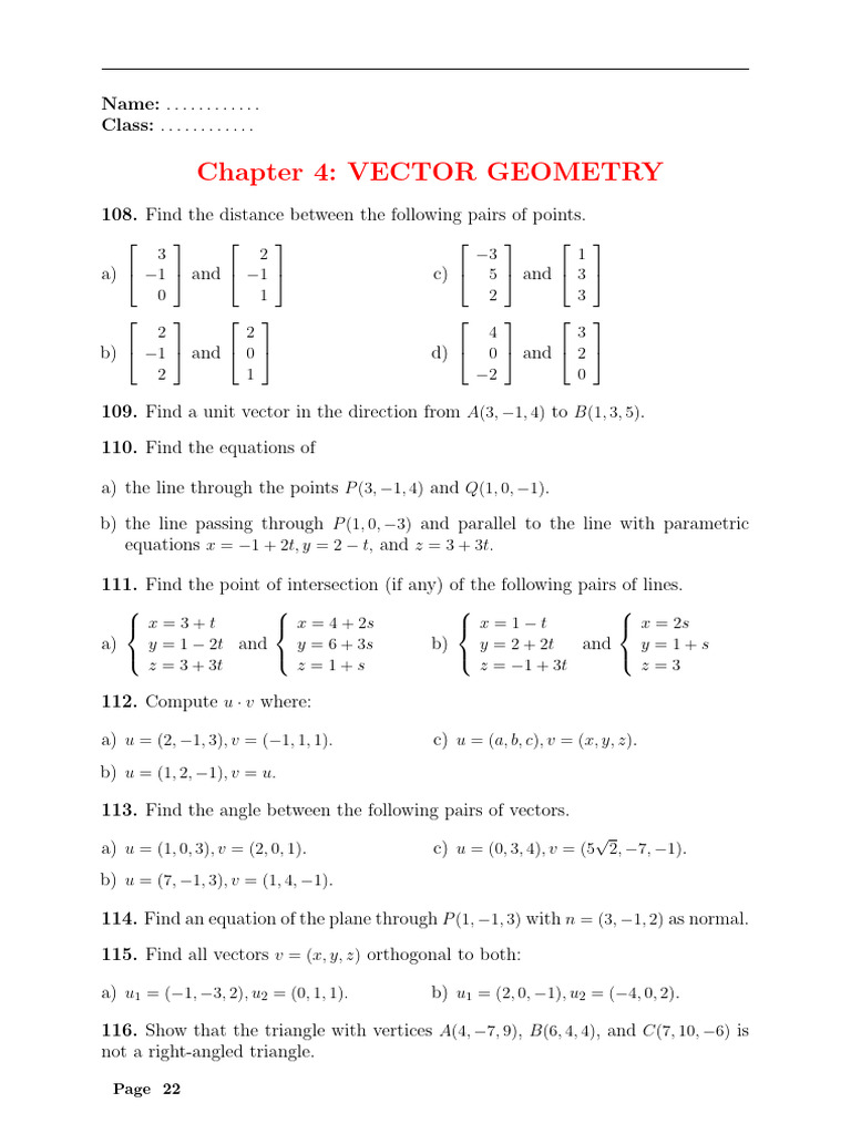 Vector Geometry Problem Set | PDF | Line (Geometry) | Euclid
