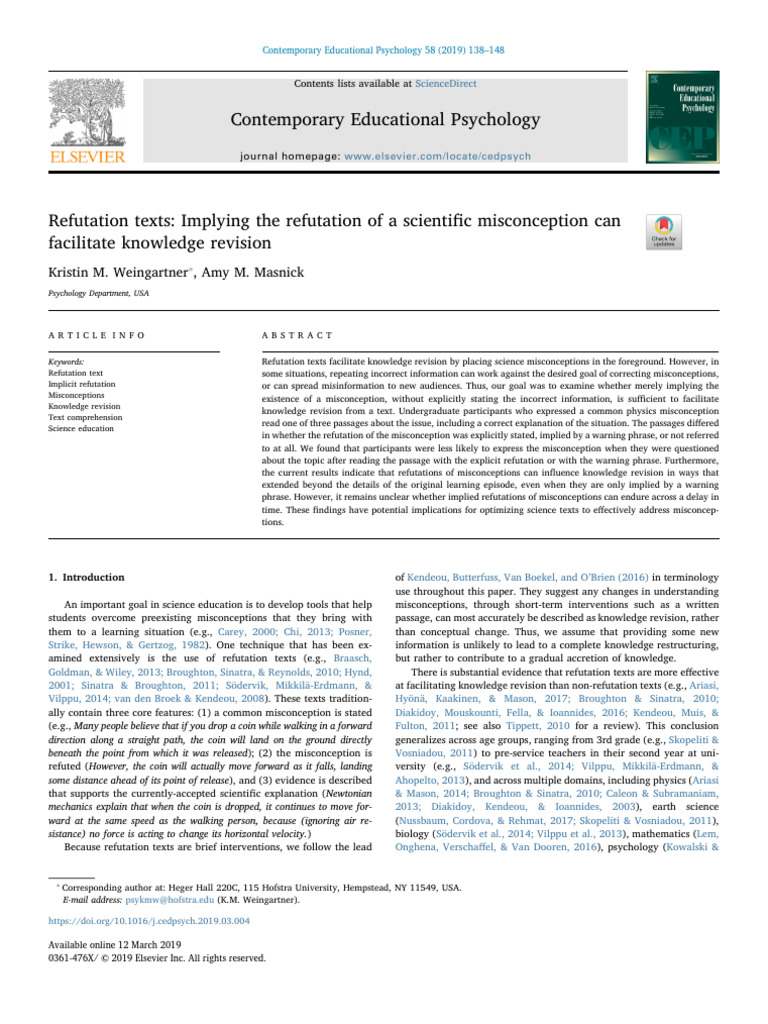 Implicit Refutation in Science Education | PDF | Knowledge | Experiment