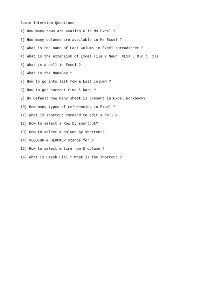 Basic Interview Questions | PDF