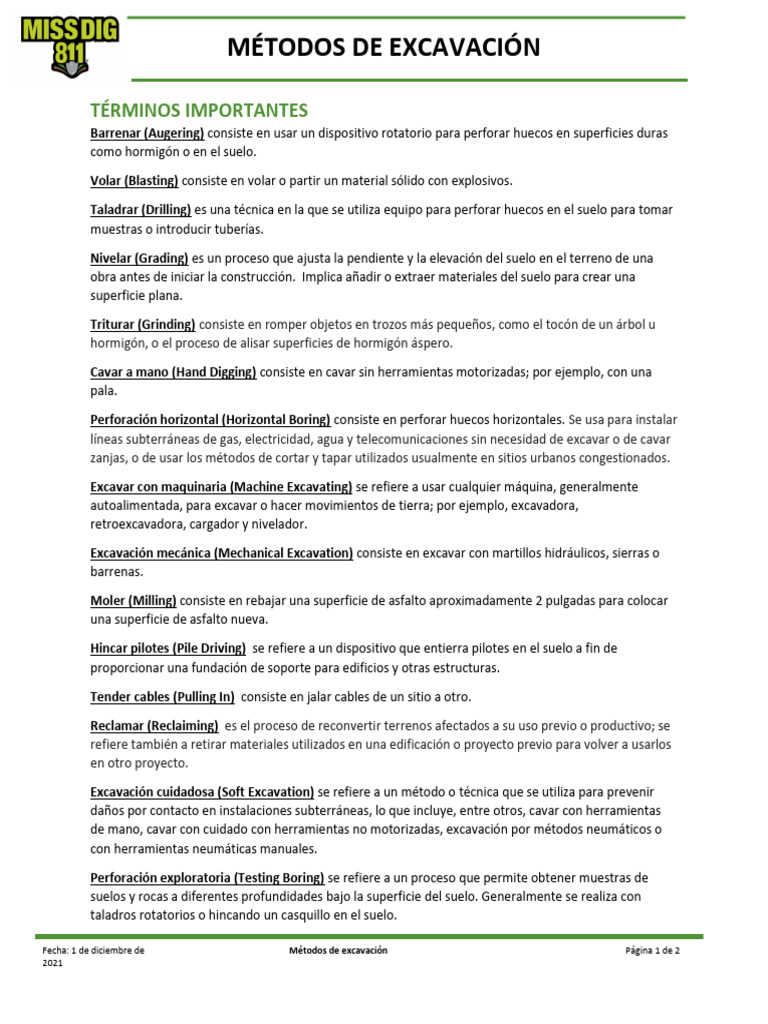 Excavation Methods Spanish | PDF | Fundación profunda