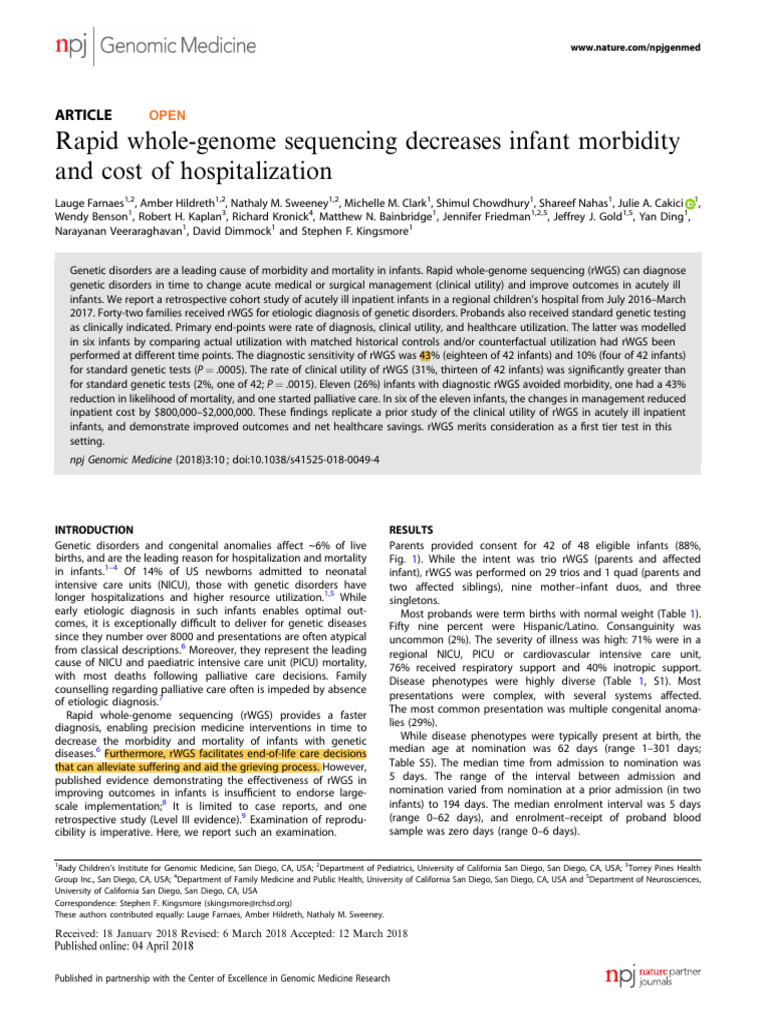 2018 RWGS | PDF | Medical Diagnosis | Whole Genome Sequencing