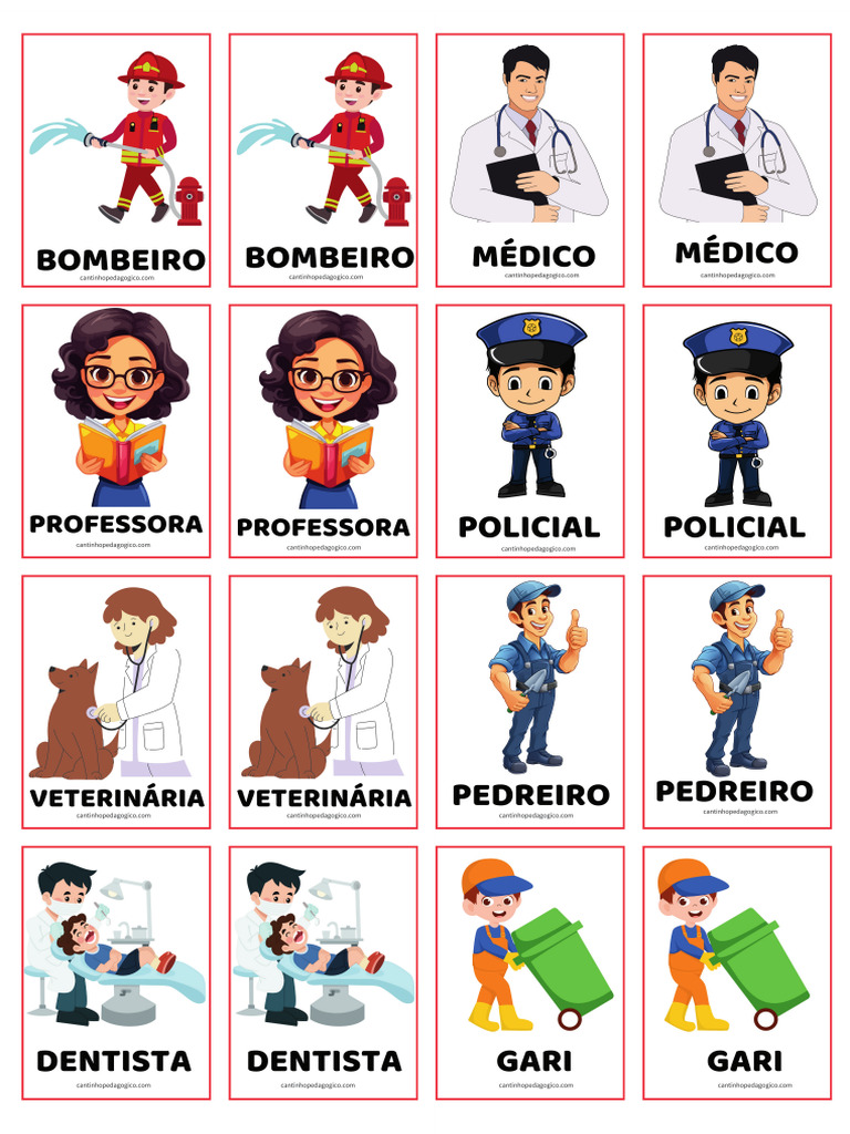 Jogo Da Memória - Profissões | PDF | Pedagogia | Blog