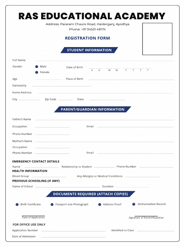 Student Registration Form Template | PDF