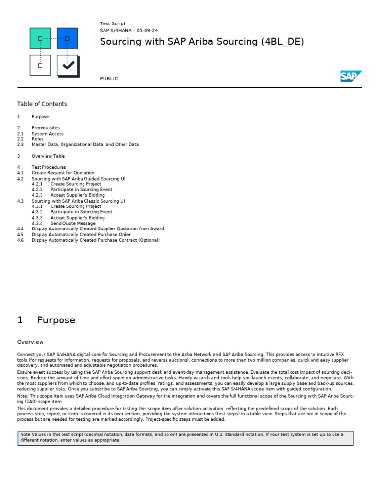 SAP Ariba Sourcing Test Procedures Guide | PDF | Discounts And Allowances