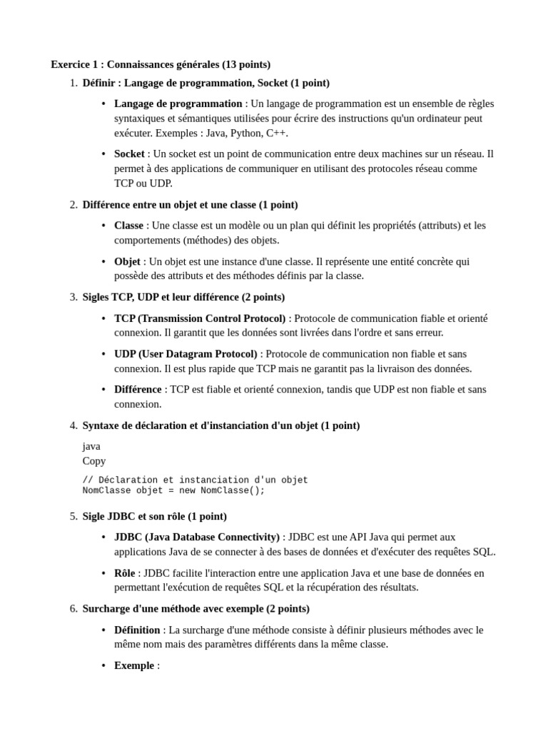 Concepts clés en programmation Java | PDF | Classe (informatique ...