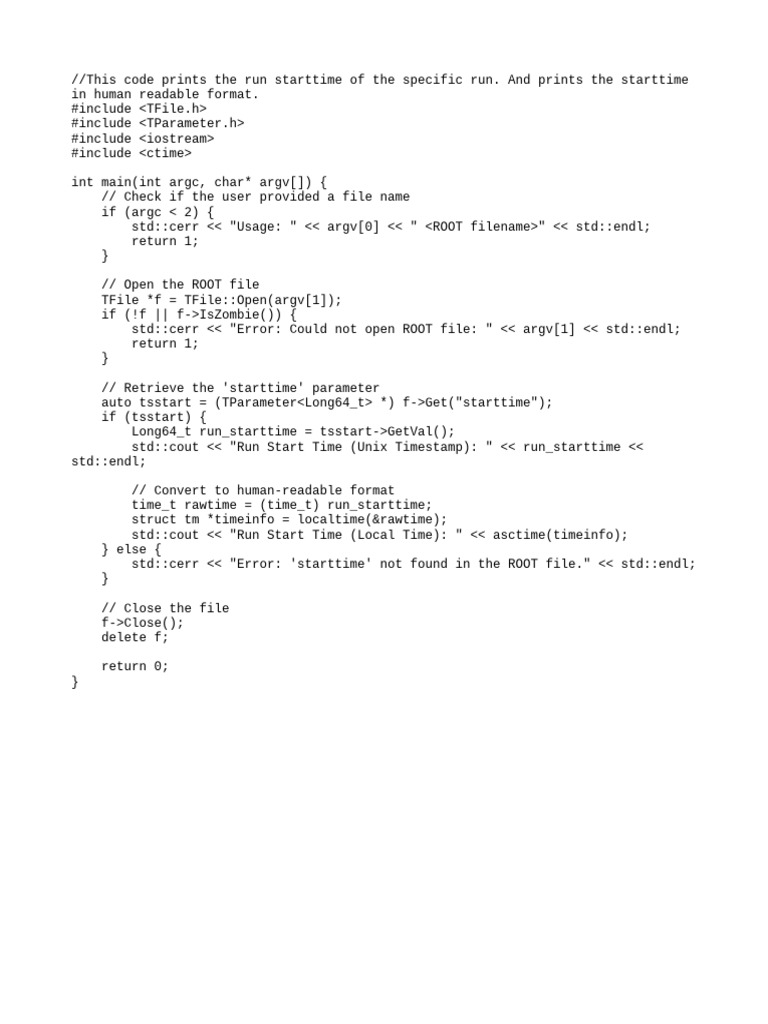 Print Run Start Time in C++ | PDF