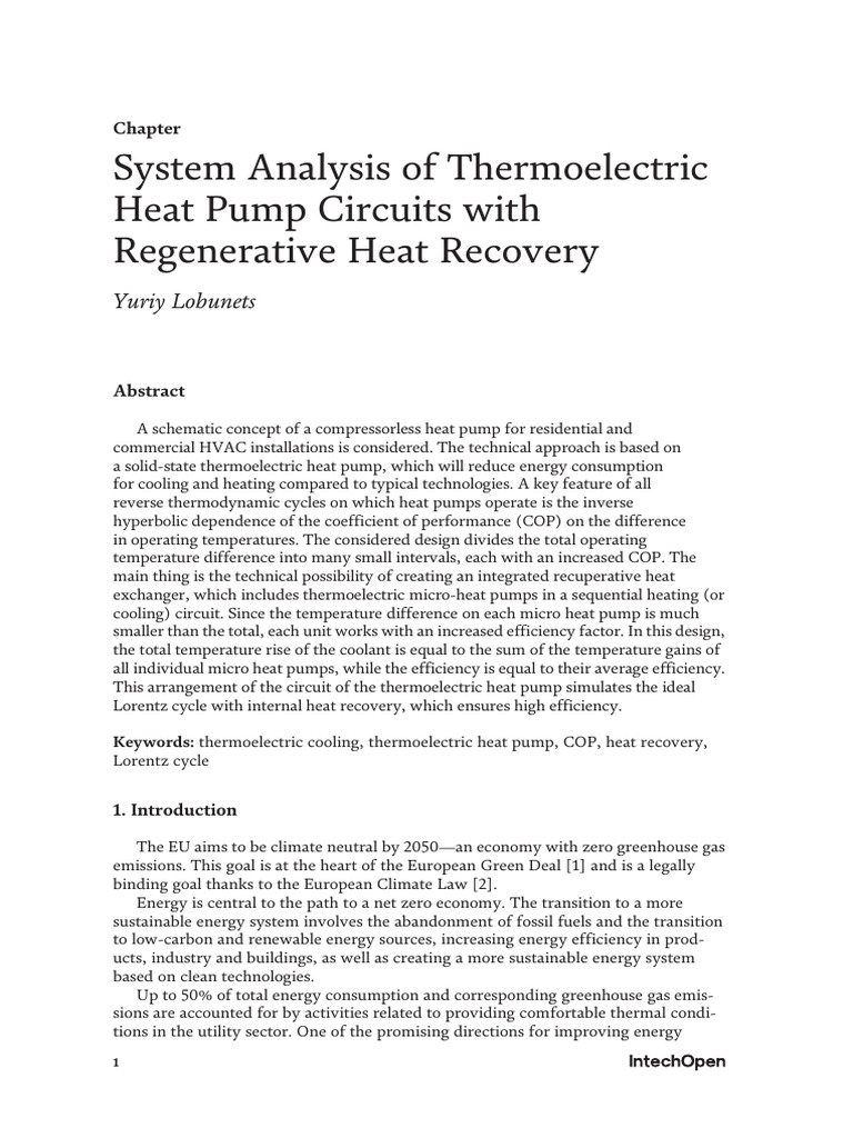 Thermoelectric Heat Pump Efficiency Analysis | PDF | Heat Pump | Heat