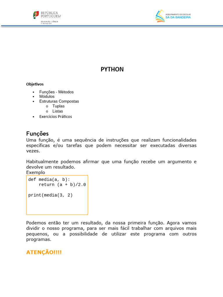 Fundamentos de Python: Funções e Estruturas | PDF | Python (linguagem ...