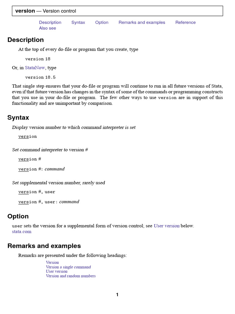 Stata Version Control and RNG Management | PDF | Command Line Interface ...