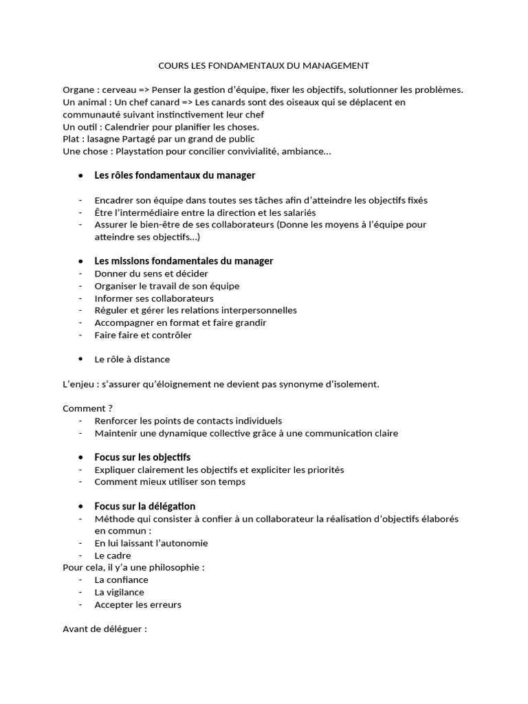 COURS LES FONDAMENTAUX DU MANAGEMENT | PDF | Motivation | Motivant