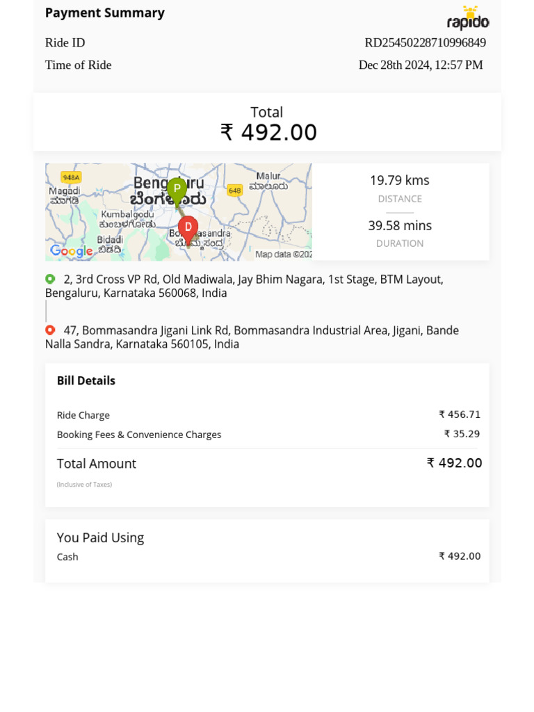 Karnataka Ride Invoice Summary | PDF | Invoice | Taxes