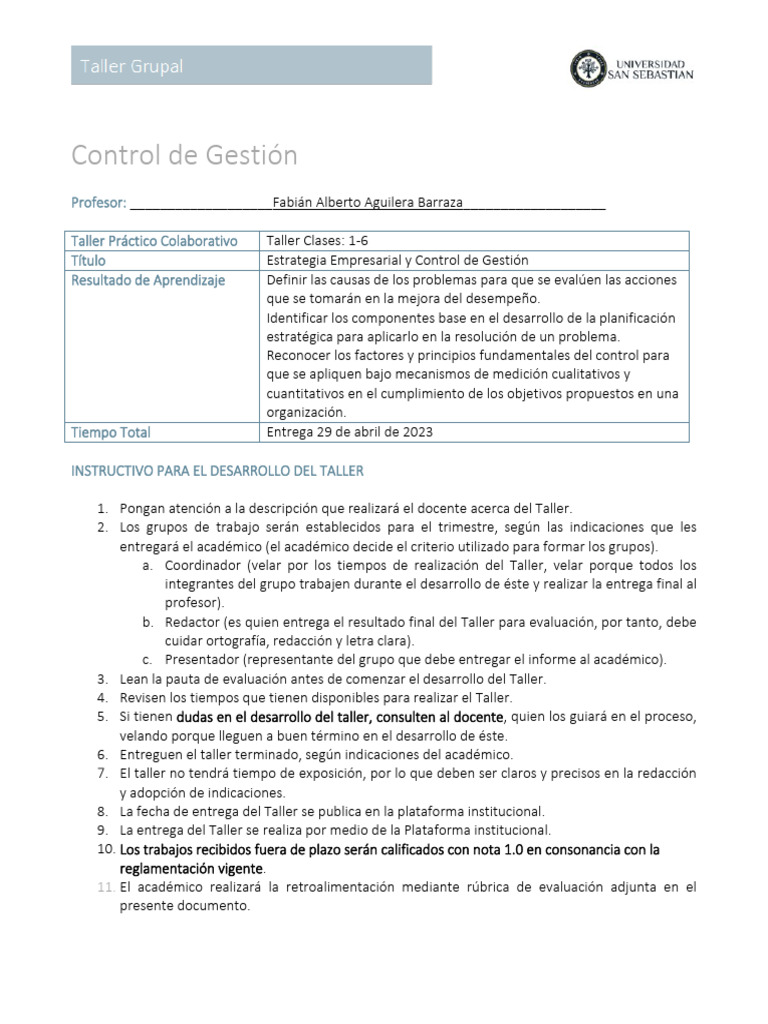 Estrategia y Control de Gestión Empresarial | PDF | Calidad (comercial ...