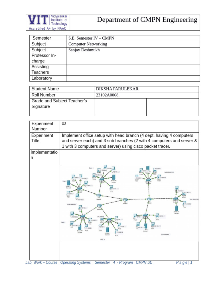 CMPN Engineering Networking Lab Setup | PDF