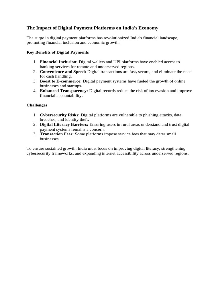 The Impact of Digital Payment Platforms On India | PDF