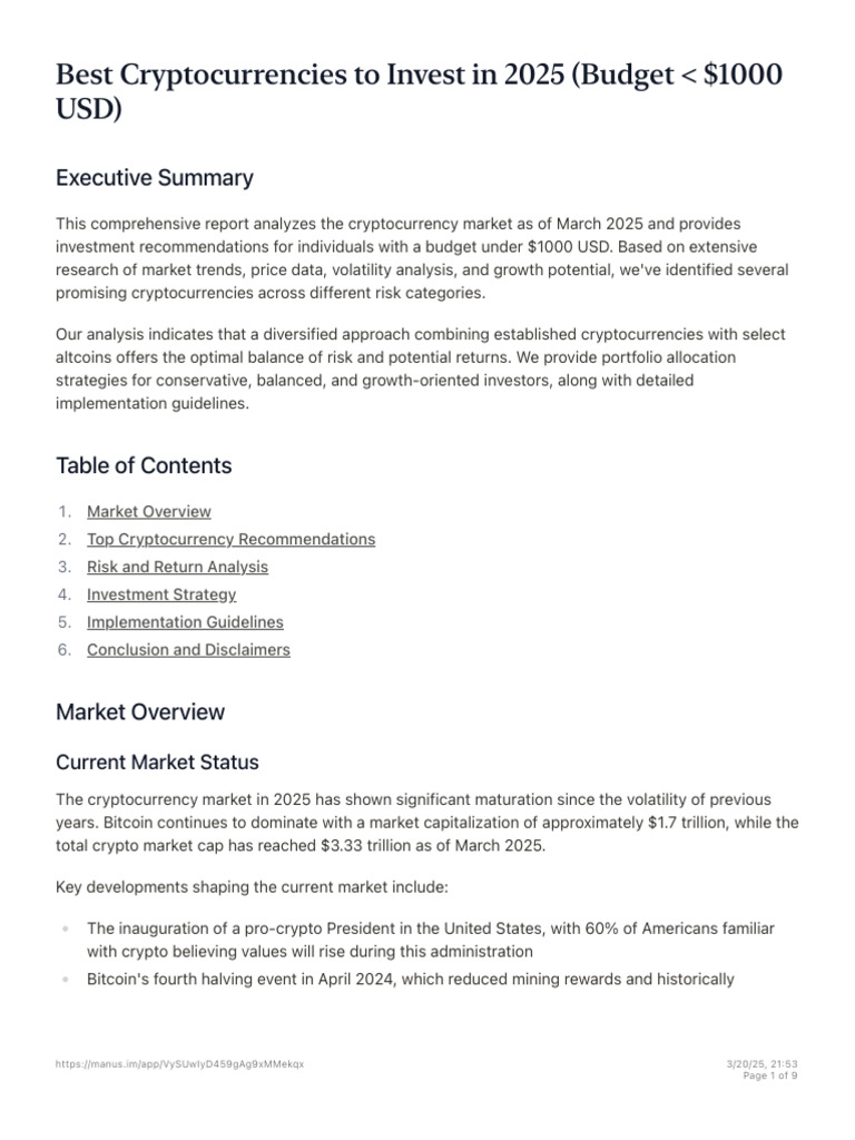 Best Crypto To Invest 2025 | PDF | Investing | Cryptocurrency