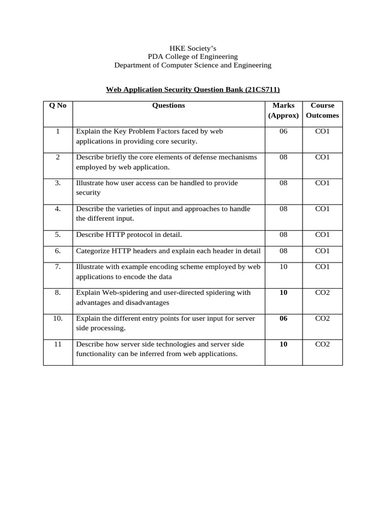 Web Application Security Question Bank | PDF
