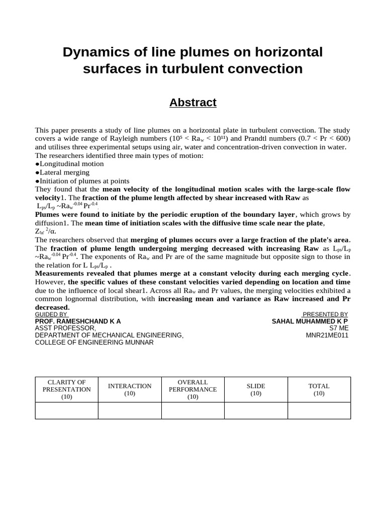 Line Plumes in Turbulent Convection | PDF