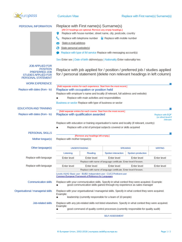 CV Model - ENG | PDF