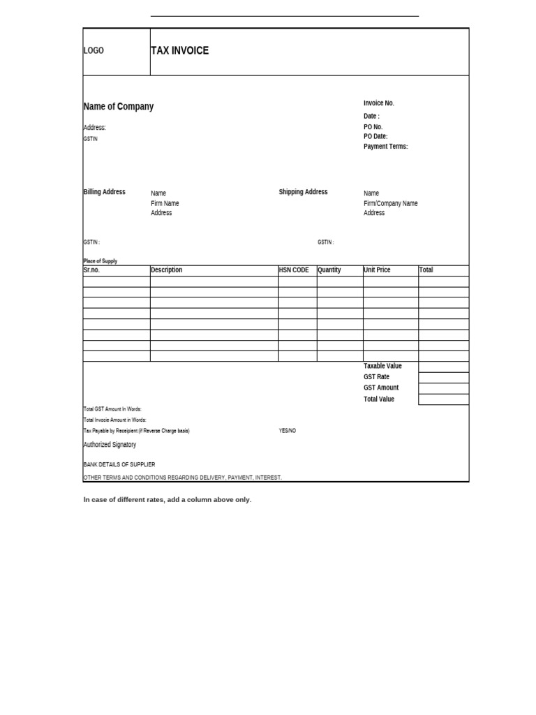 GST Invoice Template in Excel | PDF | Invoice | Government Finances