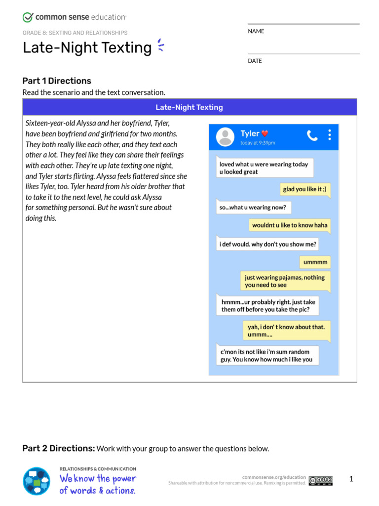 Daniel Pipe (MMS 8) - Grade 8 - Sexting and Relationships - Late Night ...