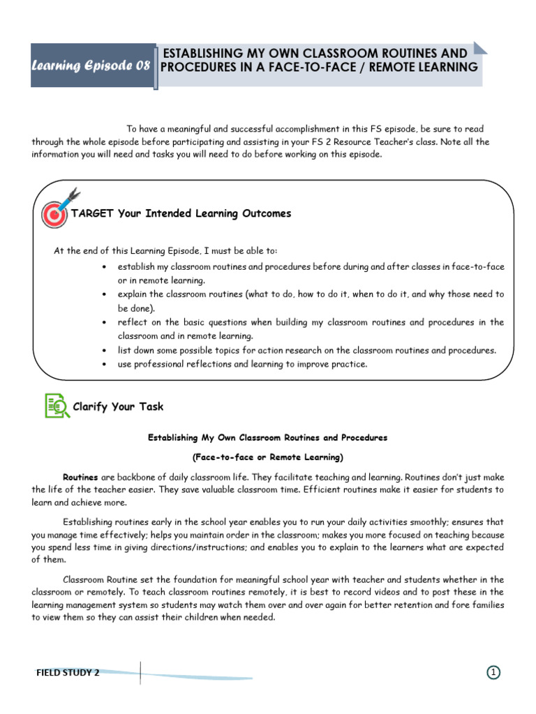 Classroom Routines for Effective Learning | PDF | Classroom | Learning