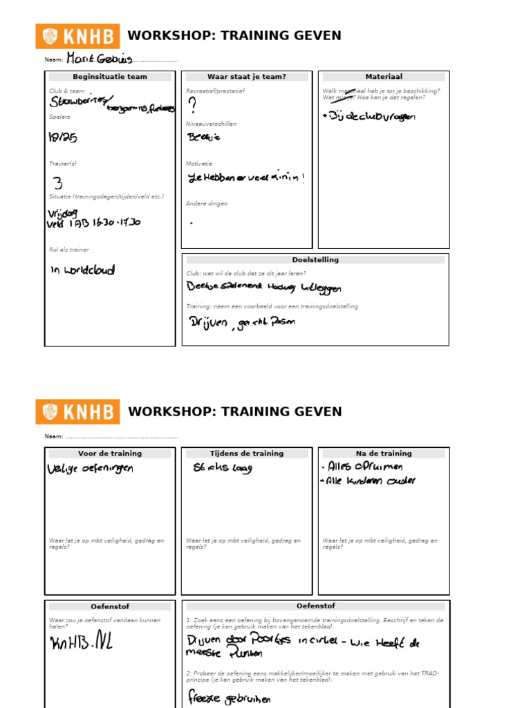 Werkblad BO WS Training Geven | PDF