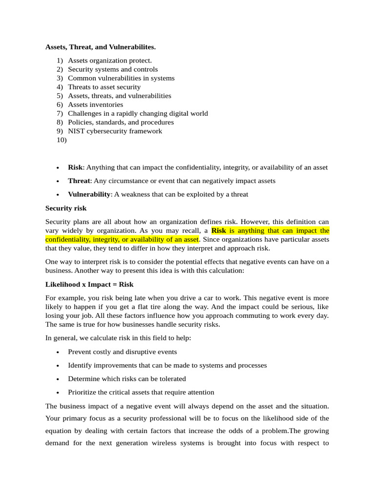 Understanding Assets, Threats, and Vulnerabilities | PDF | Software As ...