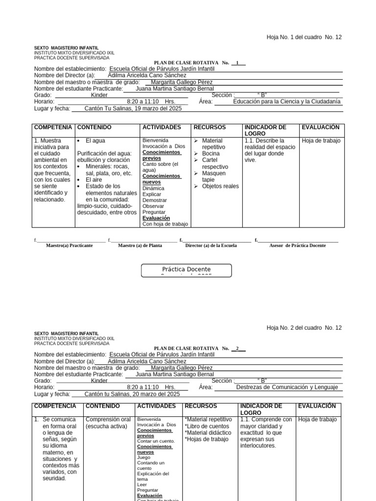 Plan de Clases para Kinder 2025 | PDF | Educación de la primera infancia