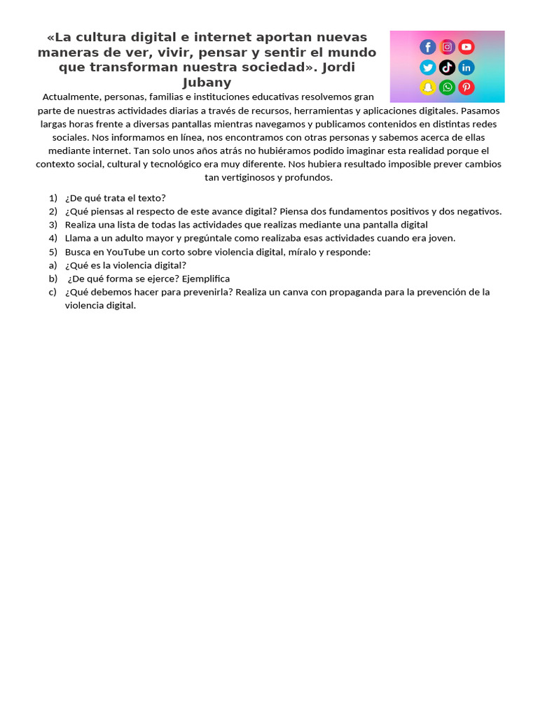 Impacto de la Cultura Digital en la Sociedad | PDF