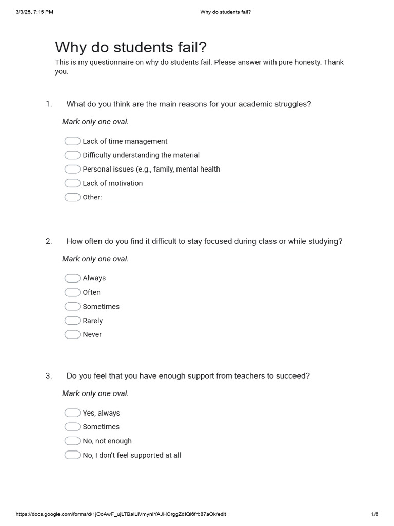 Reasons for Student Academic Failure | PDF | Learning | Psychological ...