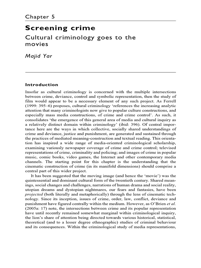 Framing Crime Cultural Criminology and The Image - (Chapter 5 Screening ...
