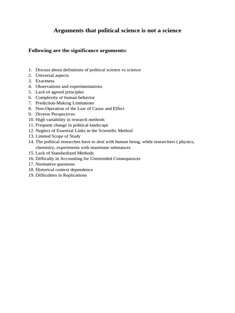 Political Science: A Non-Science Perspective | PDF
