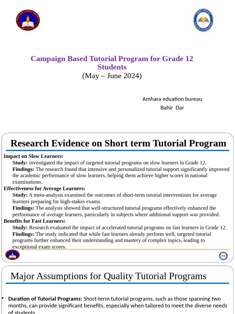 Campaign Based Tutorial Program For Grade 12 Students | PDF | Cognition ...