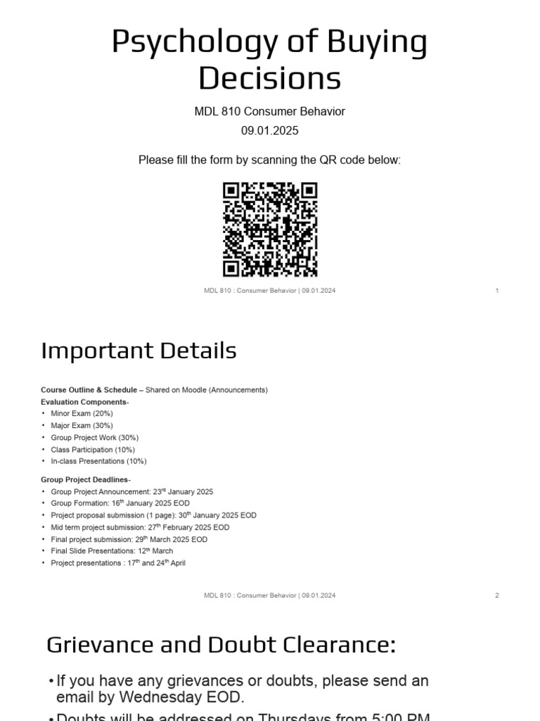 MDL 810 Consumer Behavior Class | PDF | Consumer Behaviour | Behavior