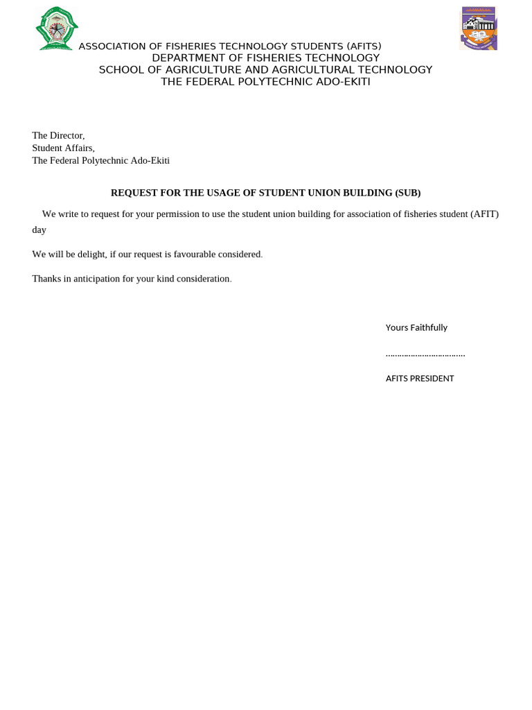 Request to Use Student Union Building | PDF