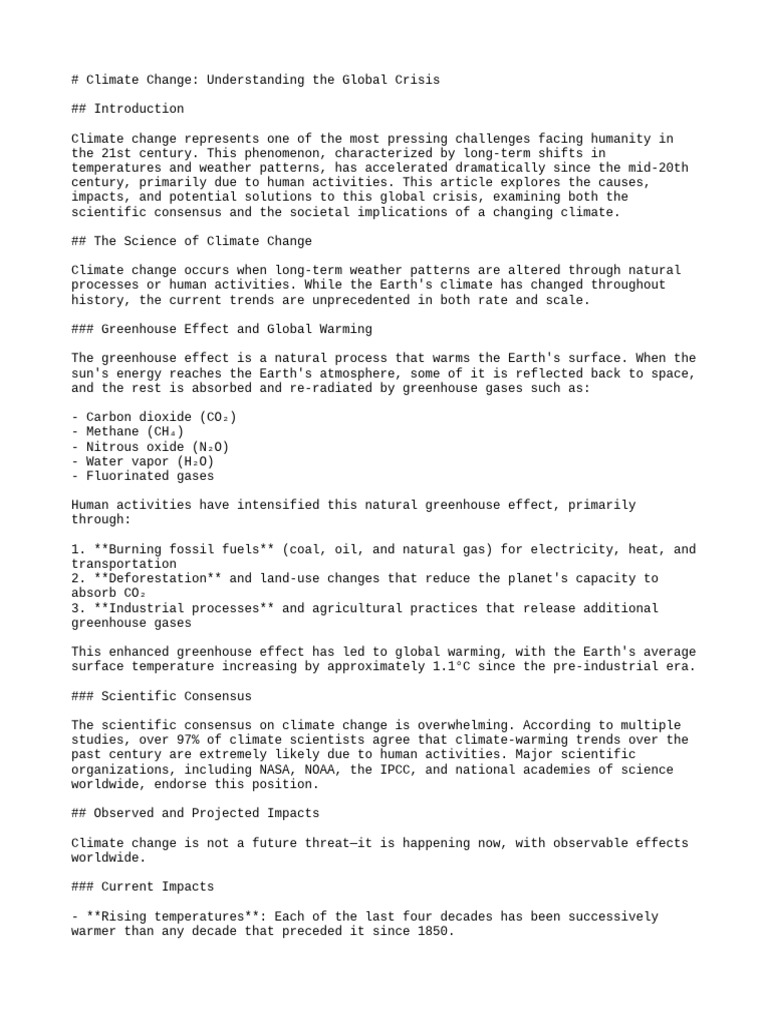 Climate Change: Causes and Solutions | PDF | Climate Change | Climate ...