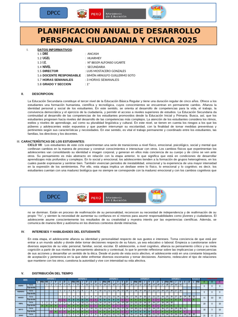 Plan Anual de Desarrollo 2025 - Educación Secundaria | PDF | Las ...