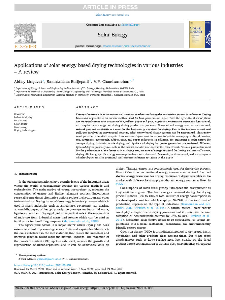 Solar Energy Drying Technologies Review | PDF | Clothes Dryer ...