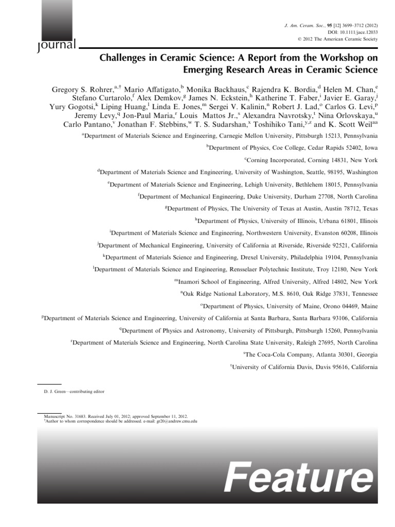 Grand Challenges in Ceramic Science | PDF | Ceramics | Solid Oxide Fuel ...