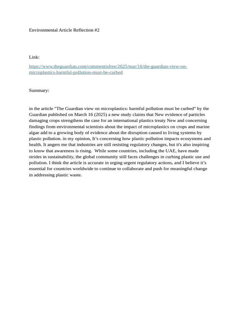 Microplastics: Urgent Call for Action | PDF