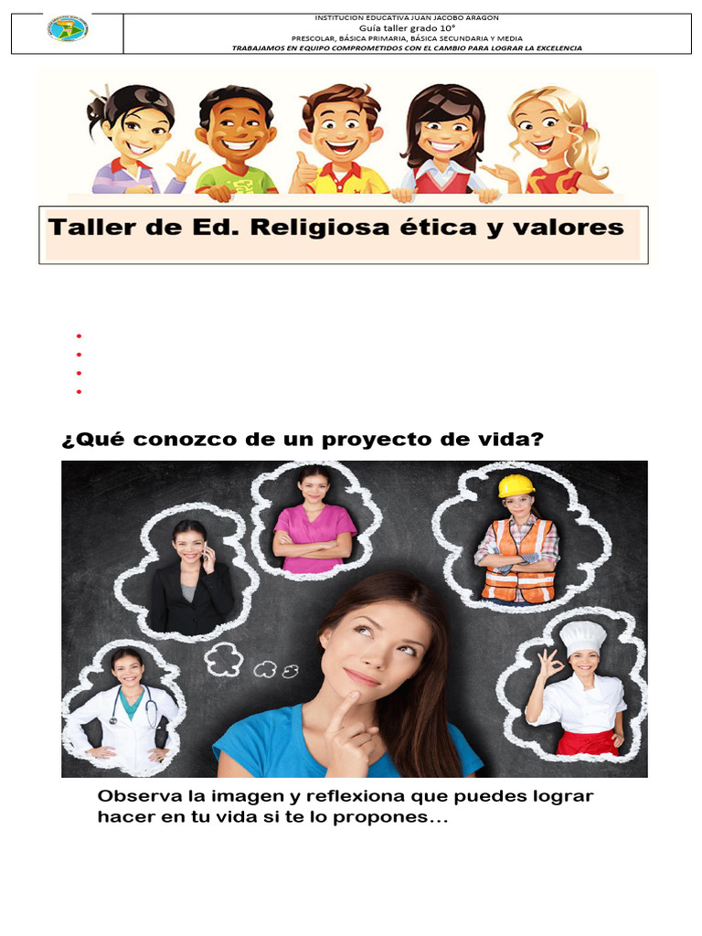 Proyecto de Vida para Estudiantes 10° | PDF | Análisis FODA | Conceptos ...