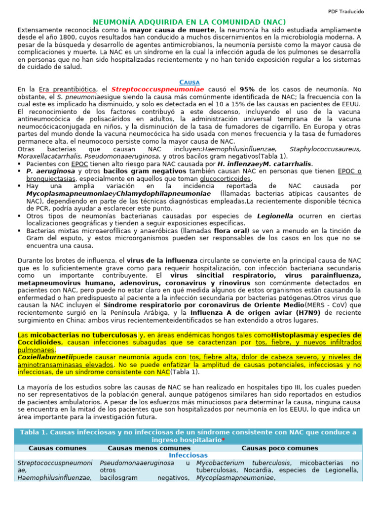 Causas y Diagnóstico de Neumonía NAC | PDF | Neumonía | Influenza