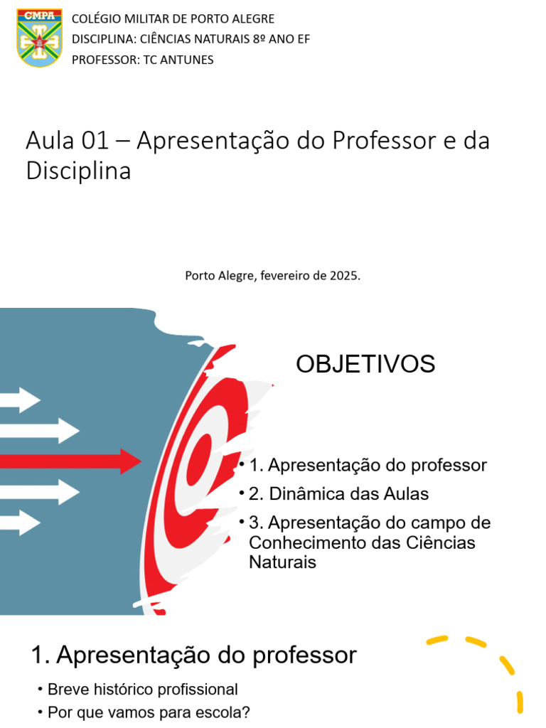 CN8 - AULA - 01 - Apresentação Do Professor e Da Disciplina | PDF ...