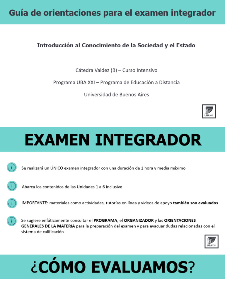 Guía para el Examen Integrador UBA XXI | PDF