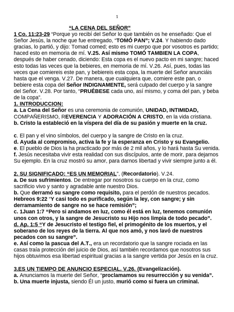 Cena Del Señor 2 | PDF | eucaristía | Cristo (título)