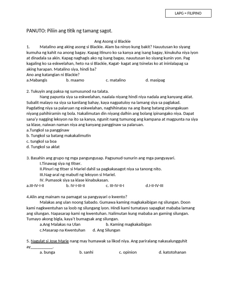 Reviewer in Filipinolapg | PDF